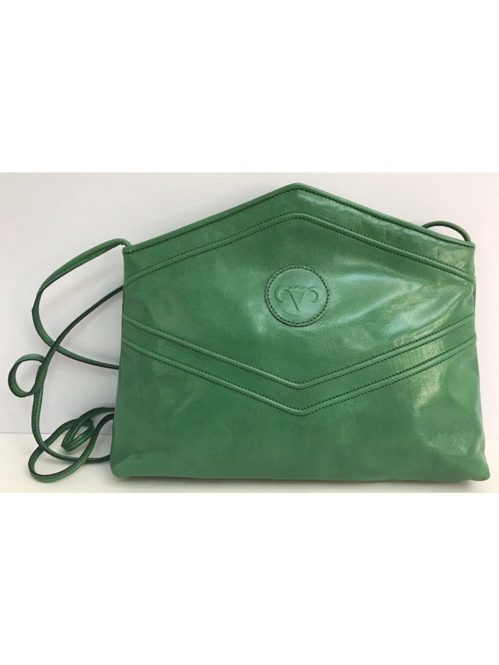 Vintage Walter Steiger Paris Green Leather Crossbody Purse Bag Satchel